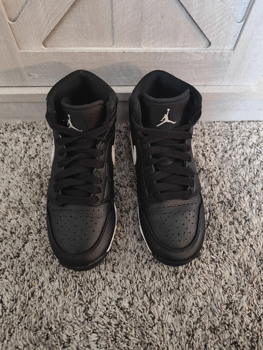 Jordan 1 Mid Toddler Cleats in a Black and White Colorway 13c